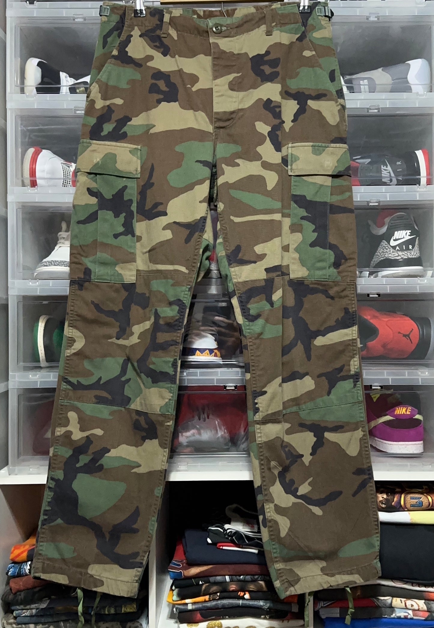 2000s Military Woodland Camo Cargo Pants Size Medium