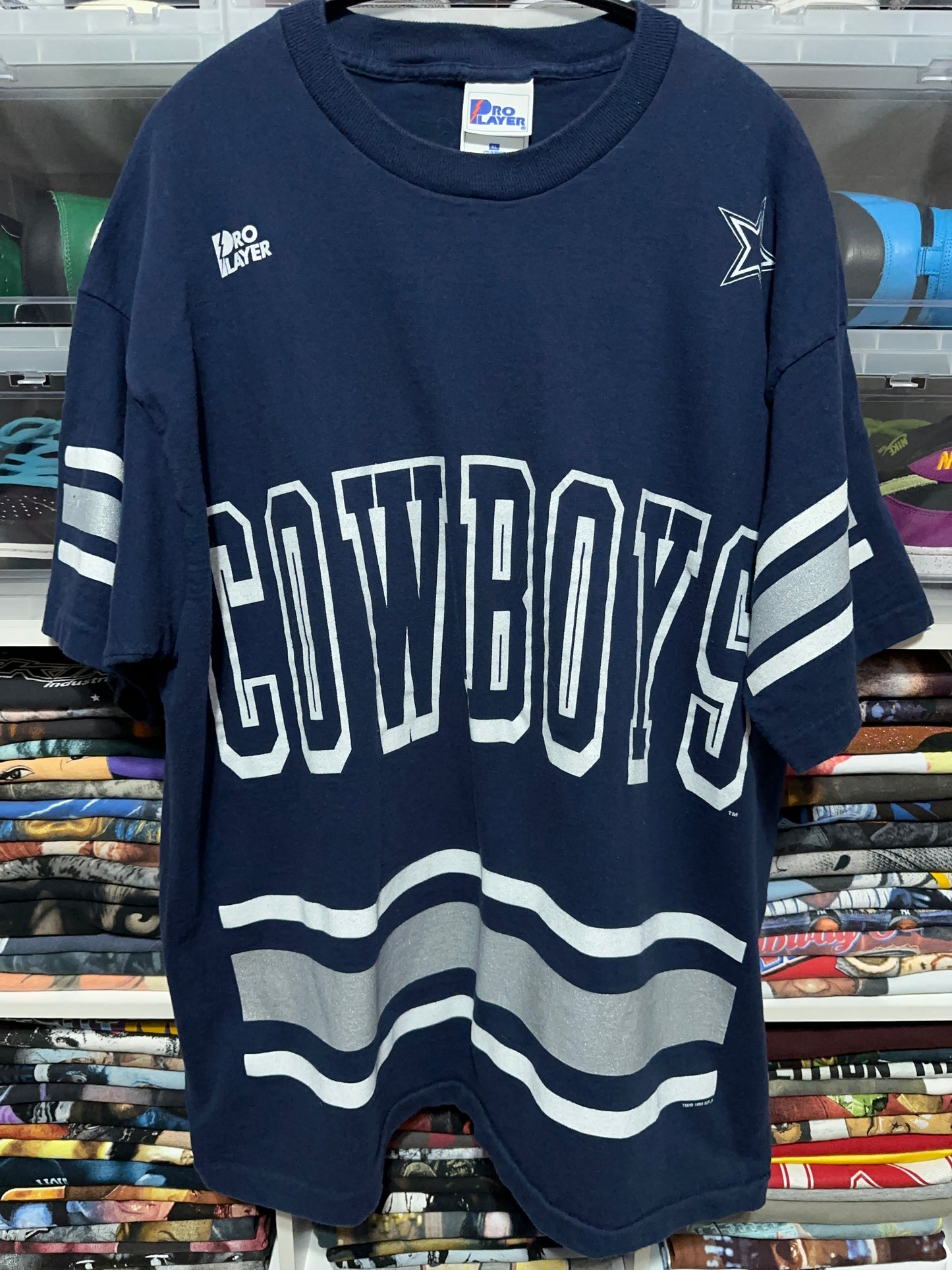 Vintage Dallas Cowboys Pro Player AOP NFL Football Graphic Tee XL