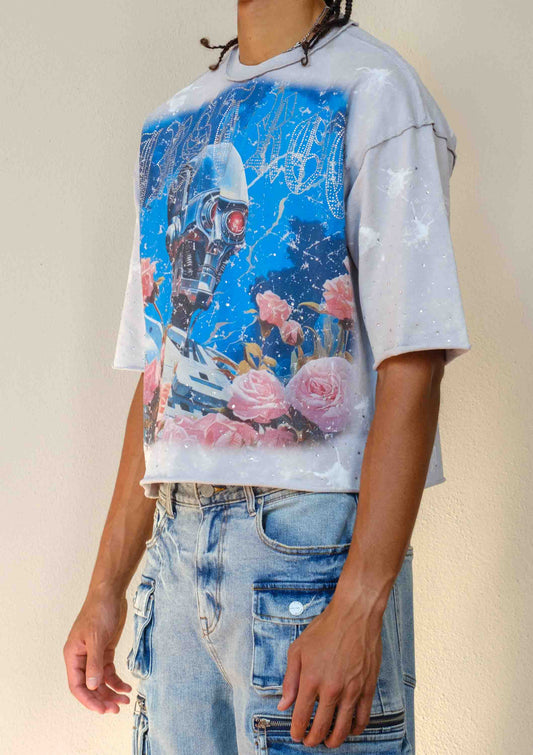 FIRST ROW LOST UTOPIA BLOSSOM CROPPED TEE
