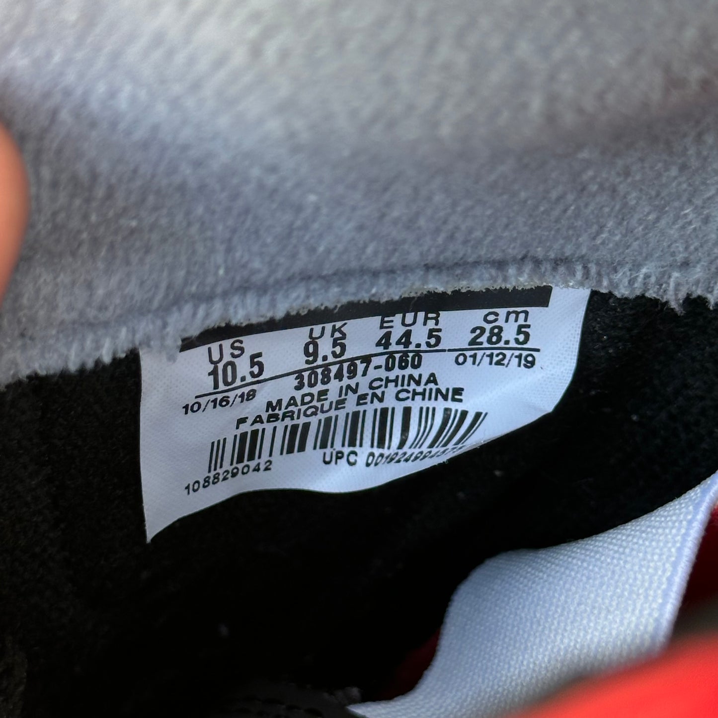 Jordan 4 Retro OG Bred 2019 Size 10.5 308497-060 Black Cement