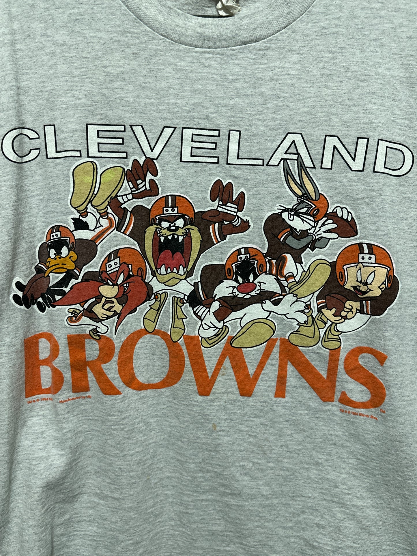 Vintage 90s Looney Tunes Cleveland Browns Cartoon Graphic Tee Large