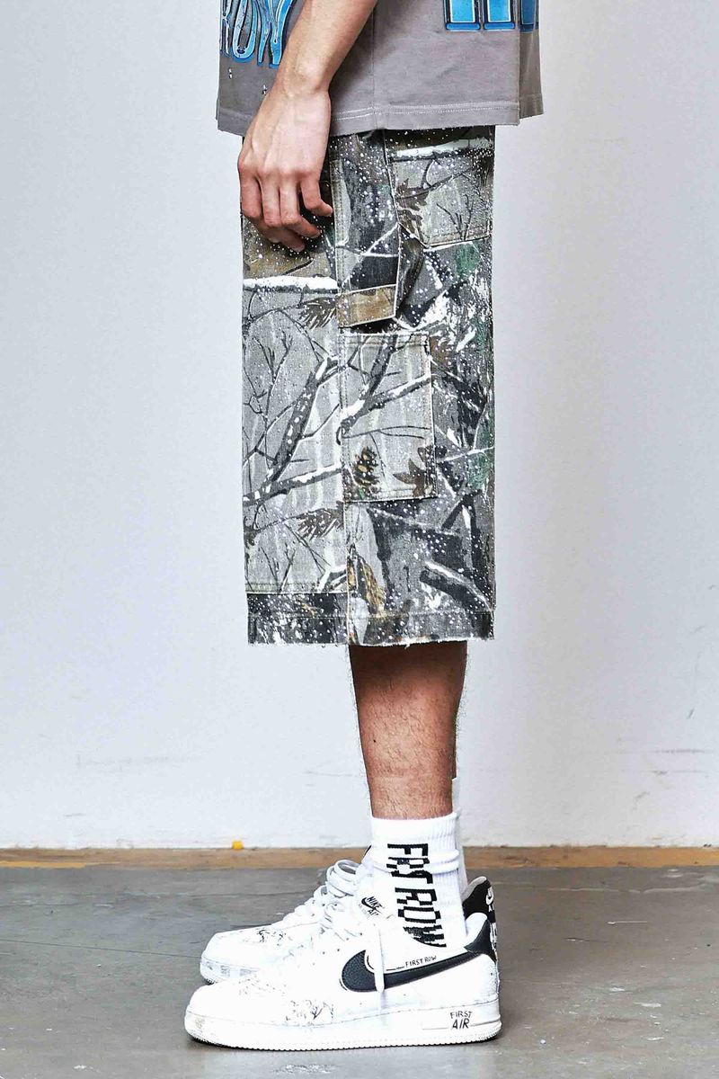 FIRST ROW RHINESTONE DENIM JORTS