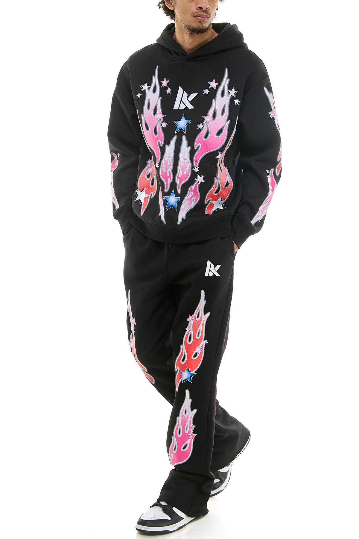 KDNK FLAME STAR HOODIE AND SWEATPANTS SET