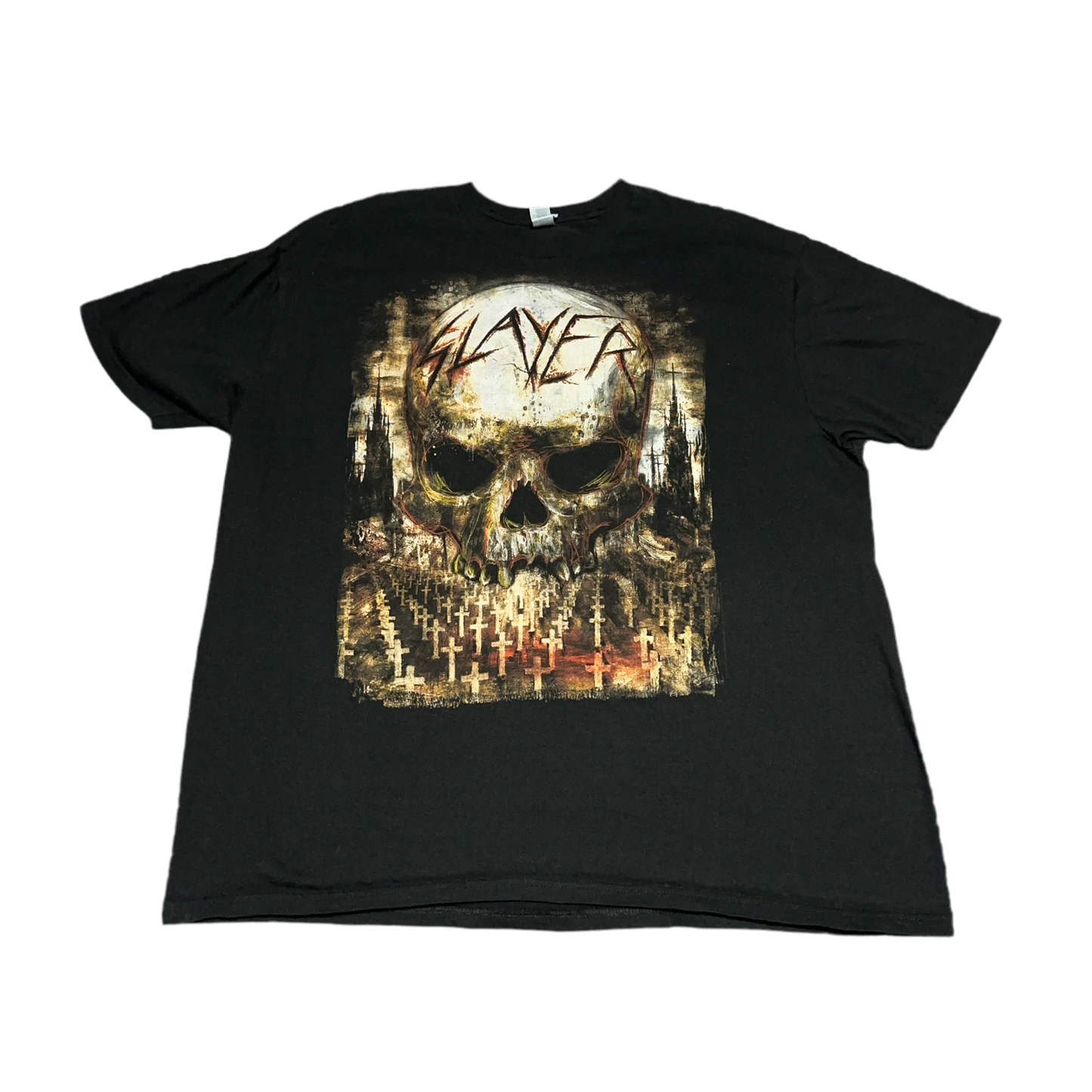 Slayer Final Campaign Tour Skull Cemetery Graphic Tee XL Black Heavy Metal Band Shirt