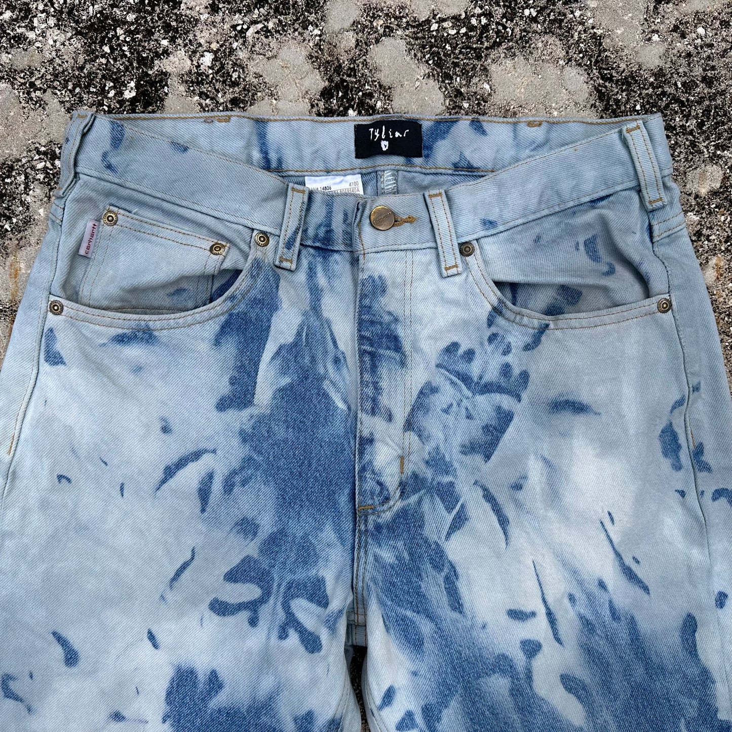 Carhartt x Tyliar Jeans 32x32 Acid Wash Blue Reworked Denim