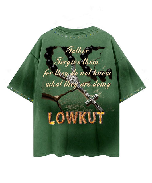 LOWKUT DEVIL BABY CRYSTAL TEE HUNTER GREEN