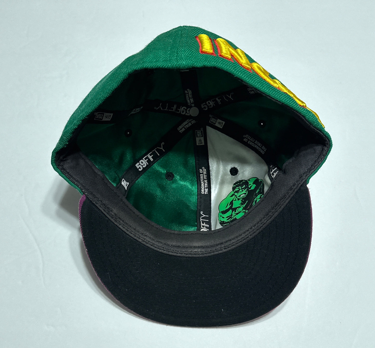 New Era Marvel Incredible Hulk Hat Cap Fitted Mens 7 3/8 59Fifty Comic 2008 VTG