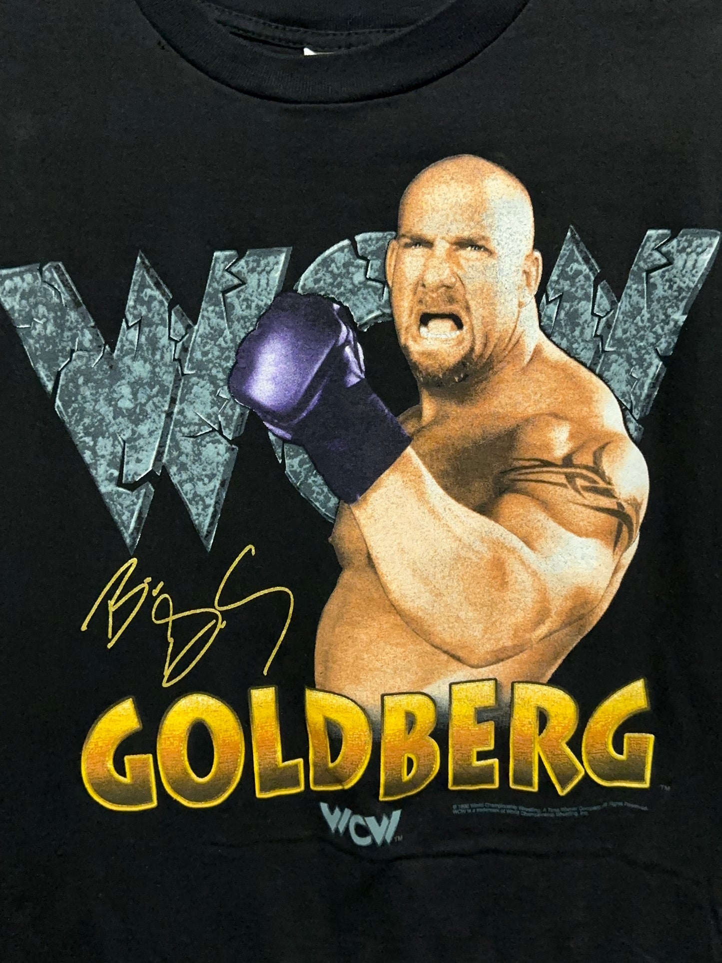 90s WCW Goldberg Big Graphic Wrestling Tee Large