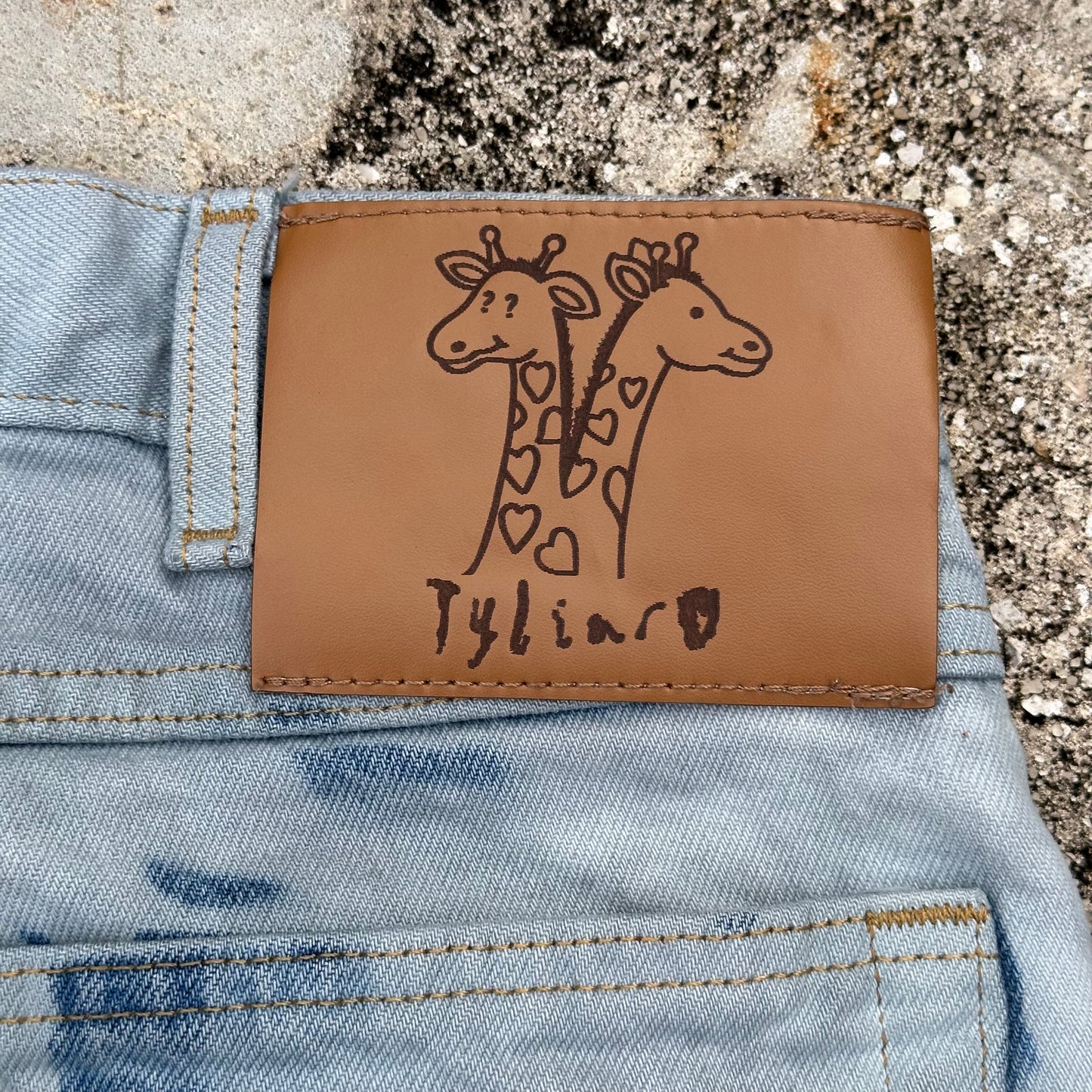 Carhartt x Tyliar Jeans 32x32 Acid Wash Blue Reworked Denim