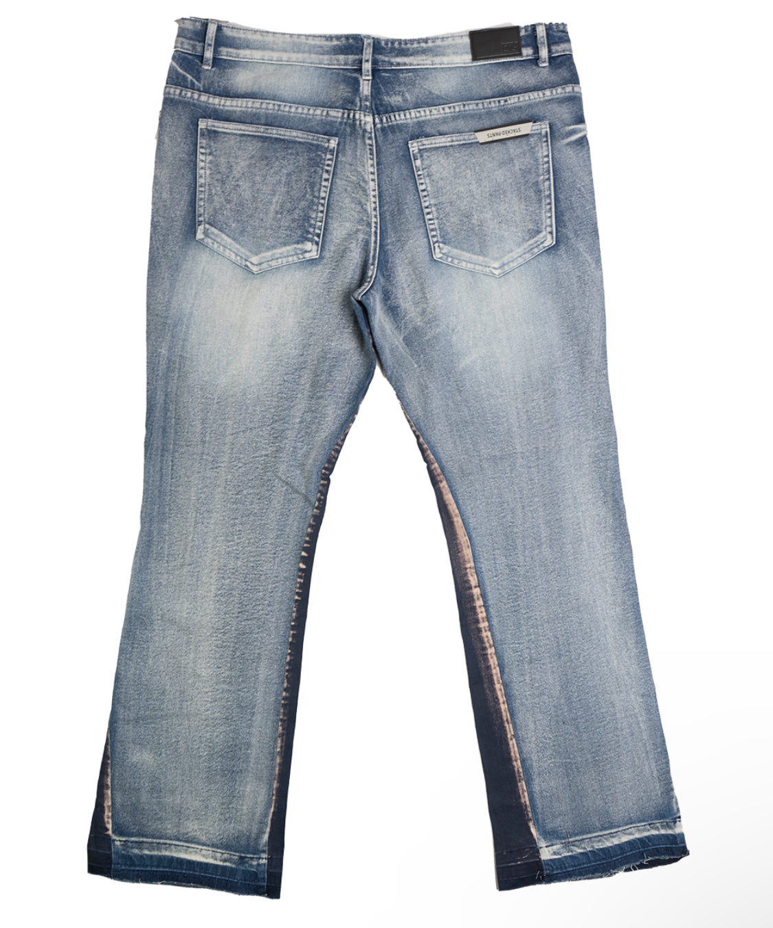 Good Things Last Forever Stacked And Flared Denim Jeans Blue