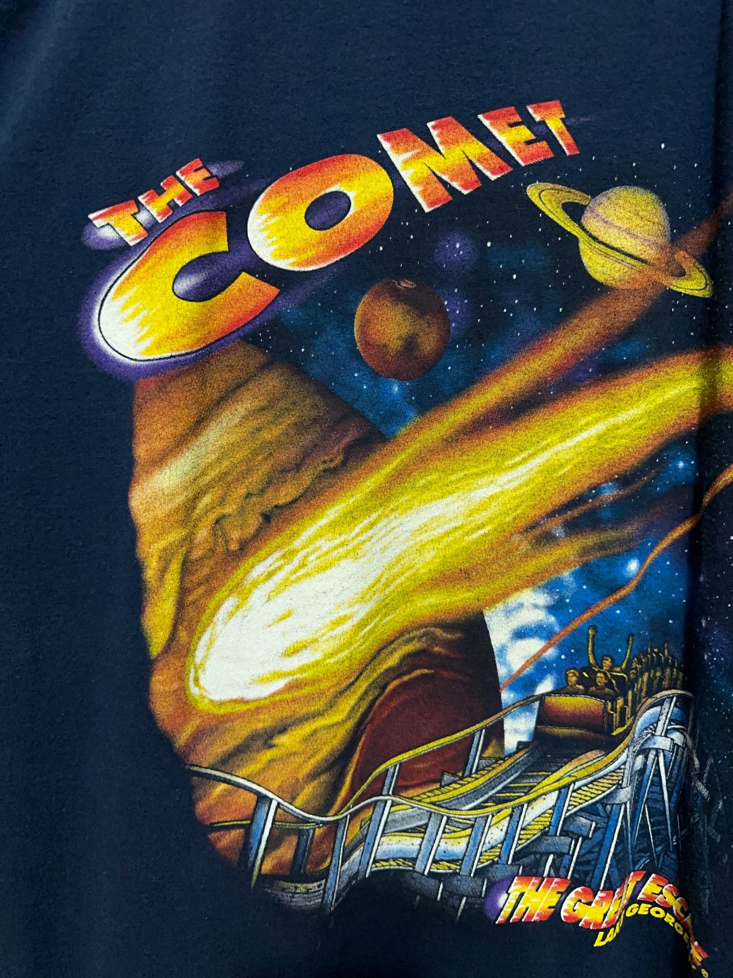 Vintage Six Flags The Comet Rollercoaster Graphic T-Shirt Large
