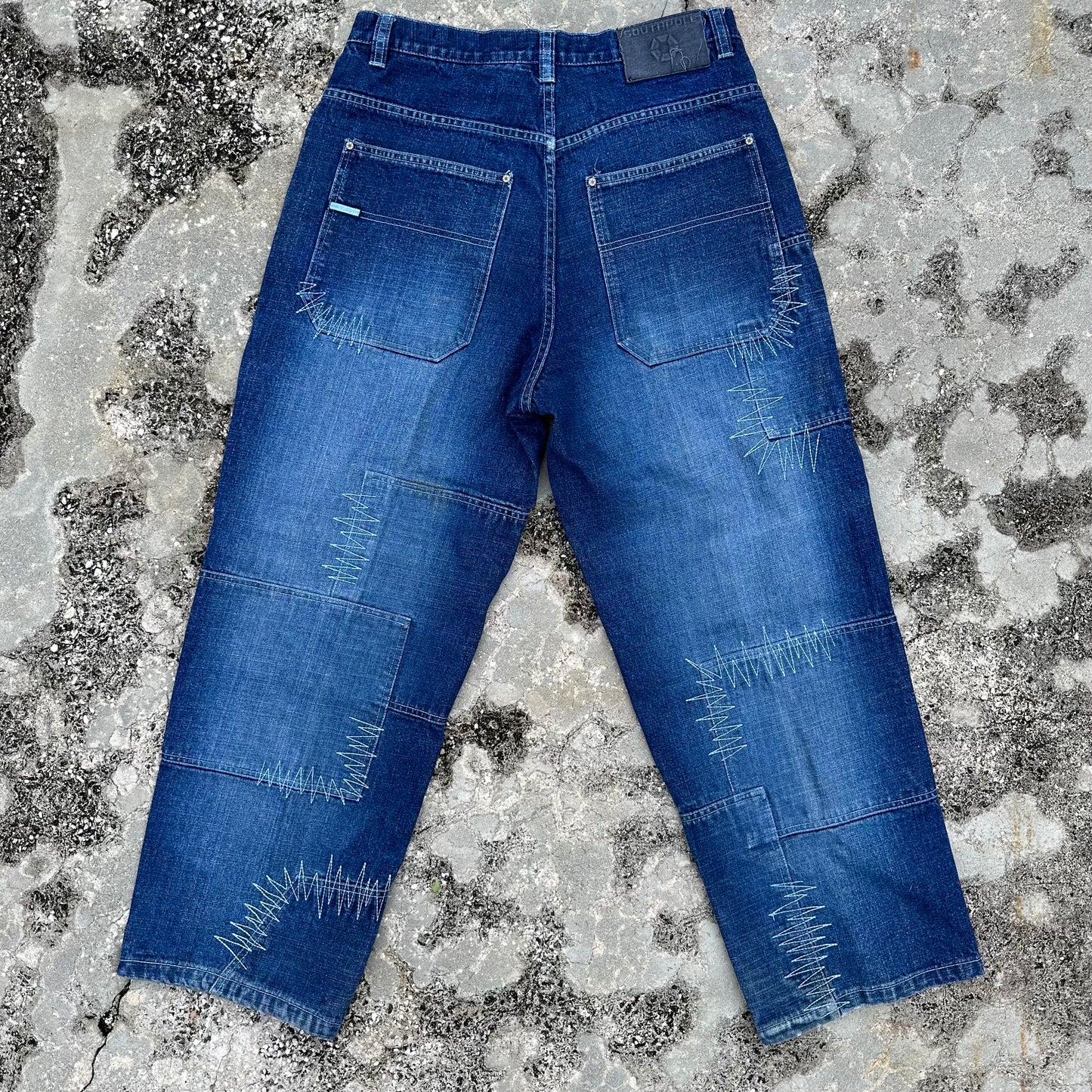 Y2K Southpole Patchwork Denim Jeans Size 34