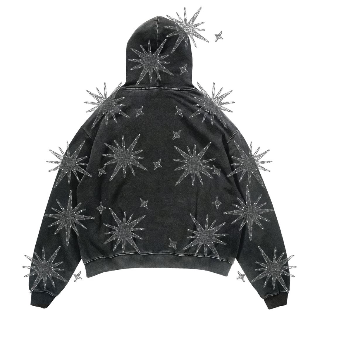 MAJESTIK STARBURST FRENCH TERRY ZIP UP HOODIE BLACK