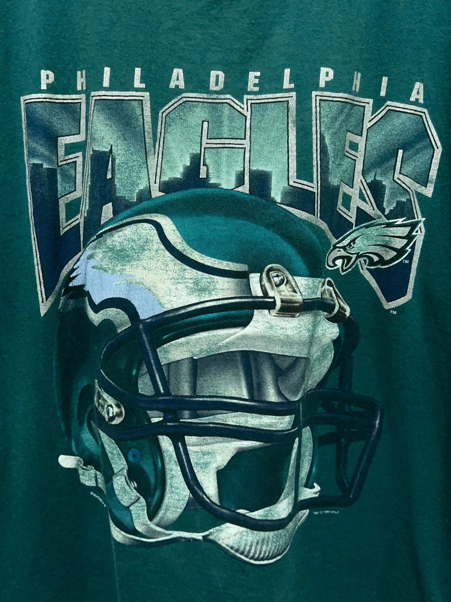 90s Philadelphia Eagles NFL Big Helmut Graphic Tee