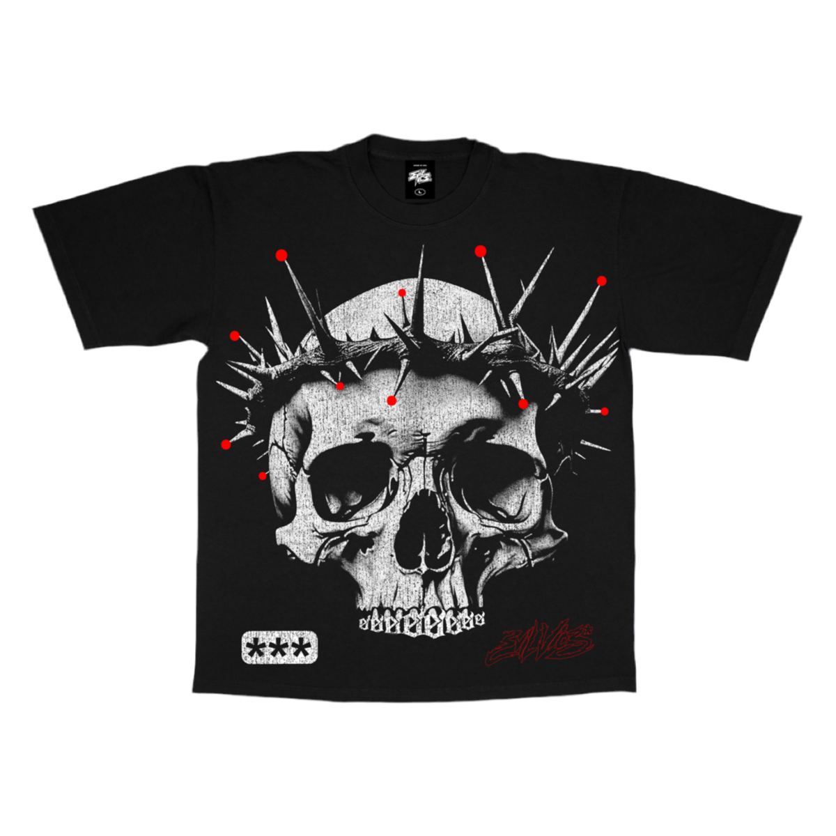Evil Vice Thorn Skull Graphic Tee Large
