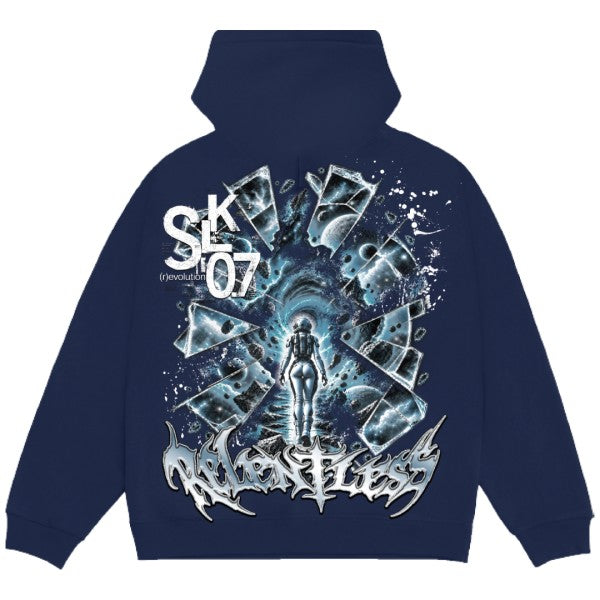 HARDCORE SKULL GRAPHIC HOODIE NAVY