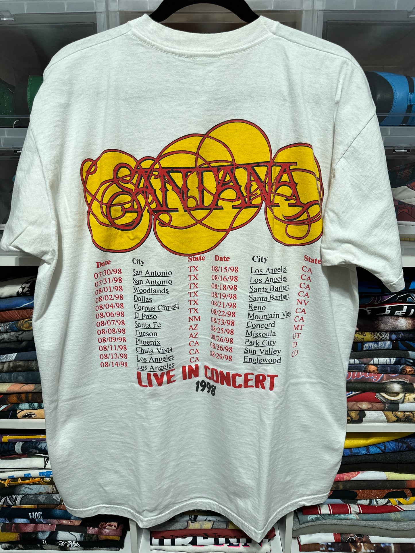 Vintage 90s Santana Live In Concert Tour Tee XL