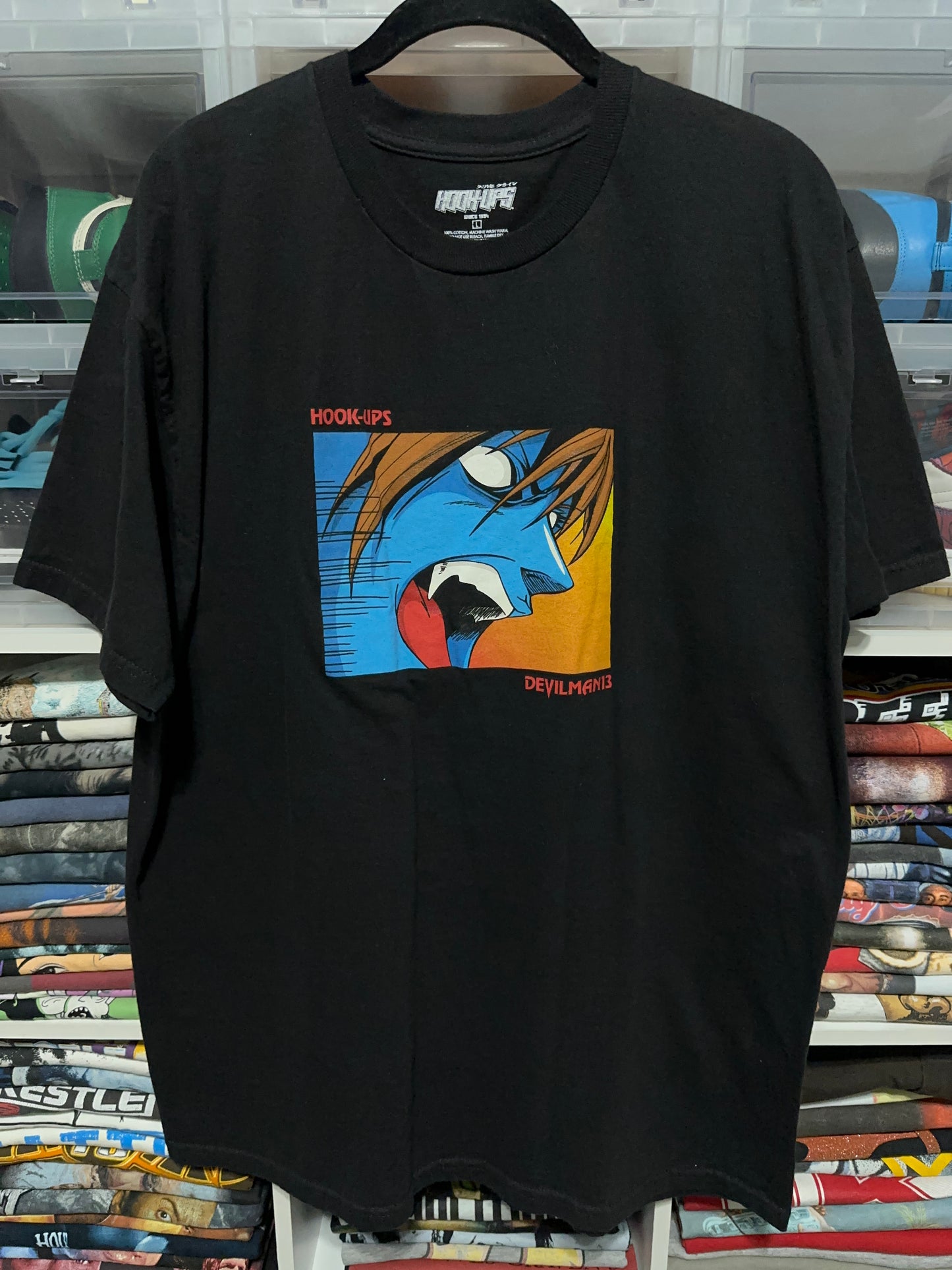 Hookups Devilman 13 Retro Skateboard Graphic Tee Large