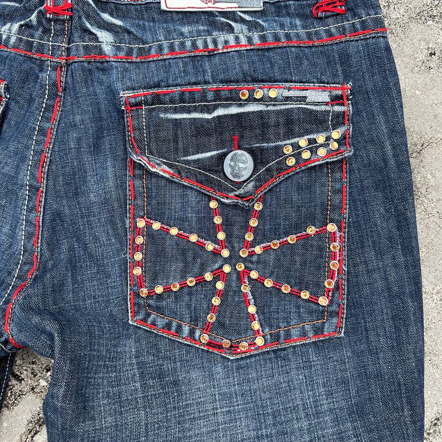 Laguna Beach Red Stitch Denim Jeans Size 38