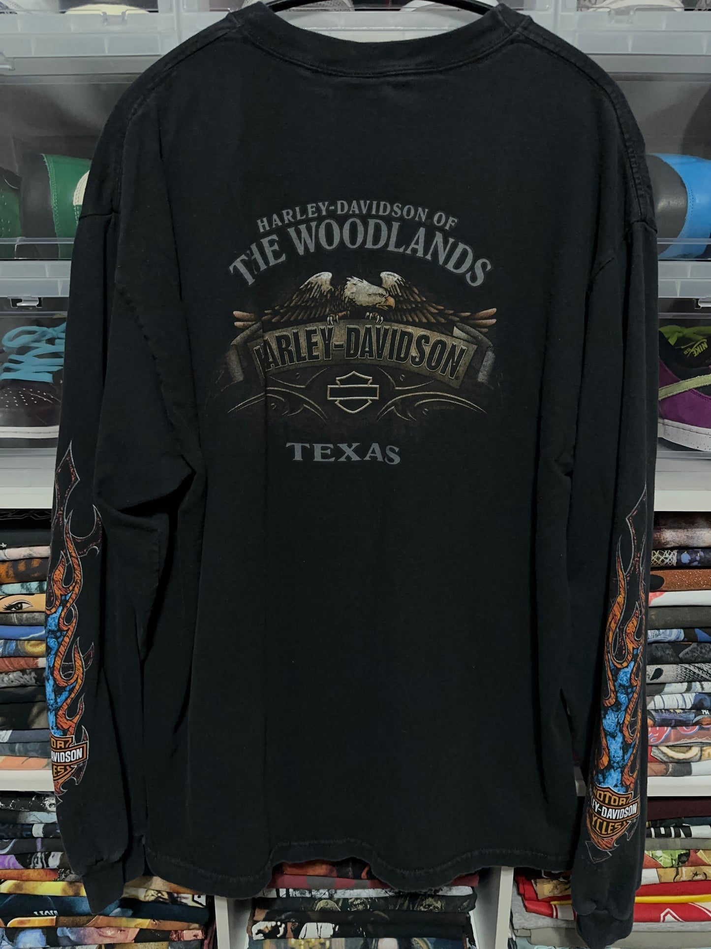 Harley Davidson Texas Flames Eagle Long Sleeve Tee Large