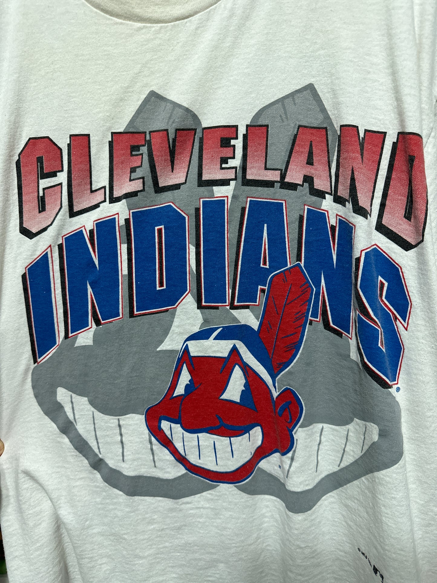 90s Cleveland Indians Chief Wahoo Big Face Graphic Tee Large