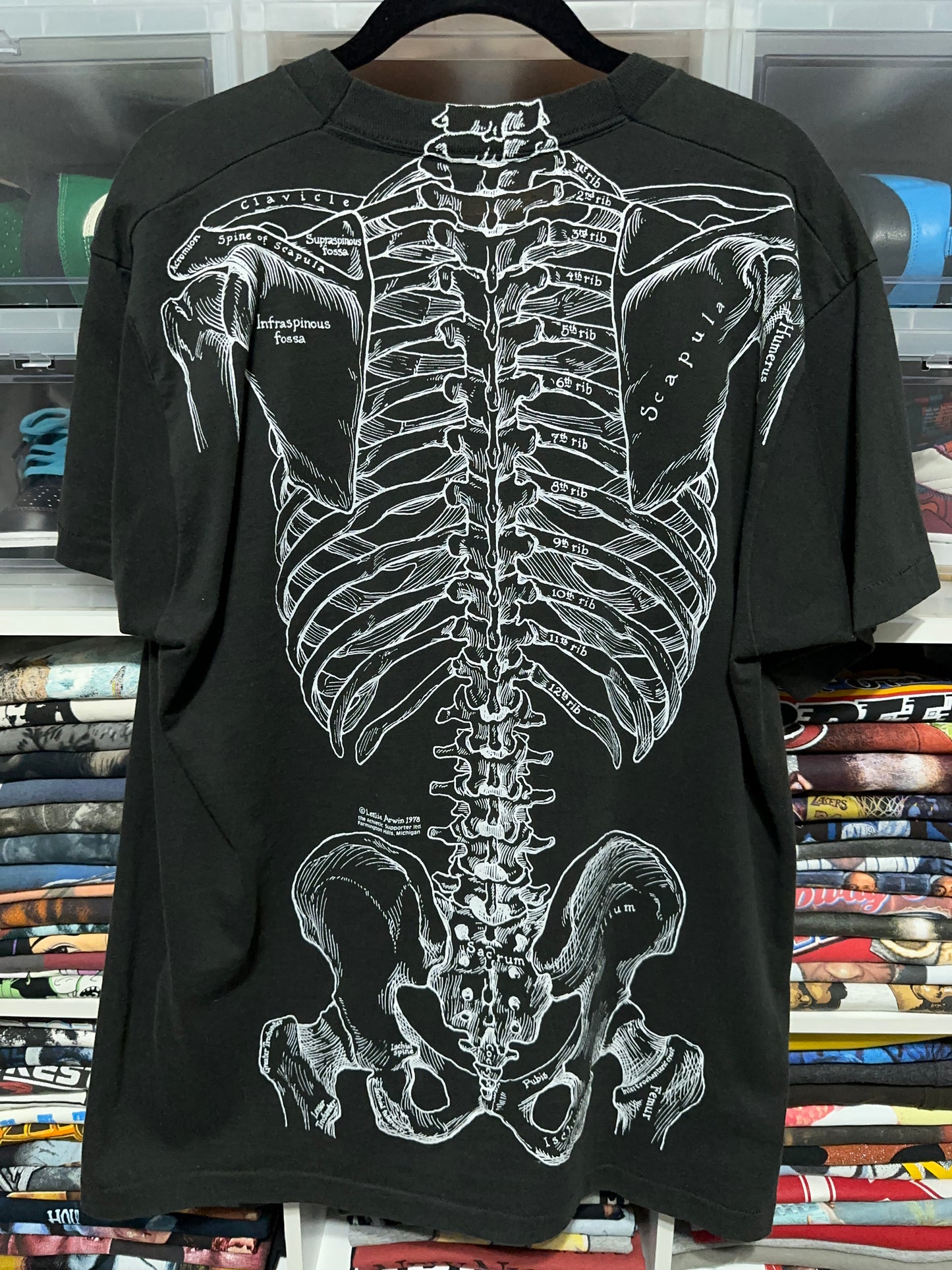 90s Leslie Arwin Skeleton All Over Print Tee XL