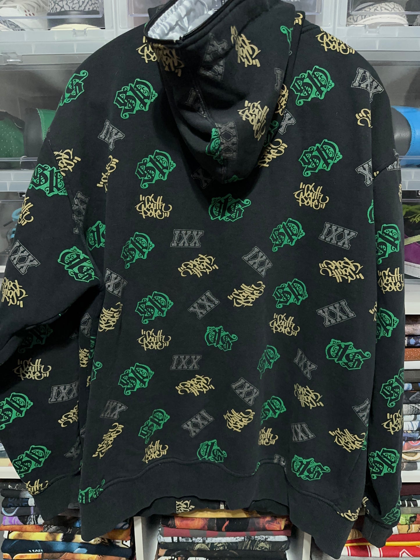 Vintage Y2K South Pole All Over Print Graffiti Full Zip Hoodie Large