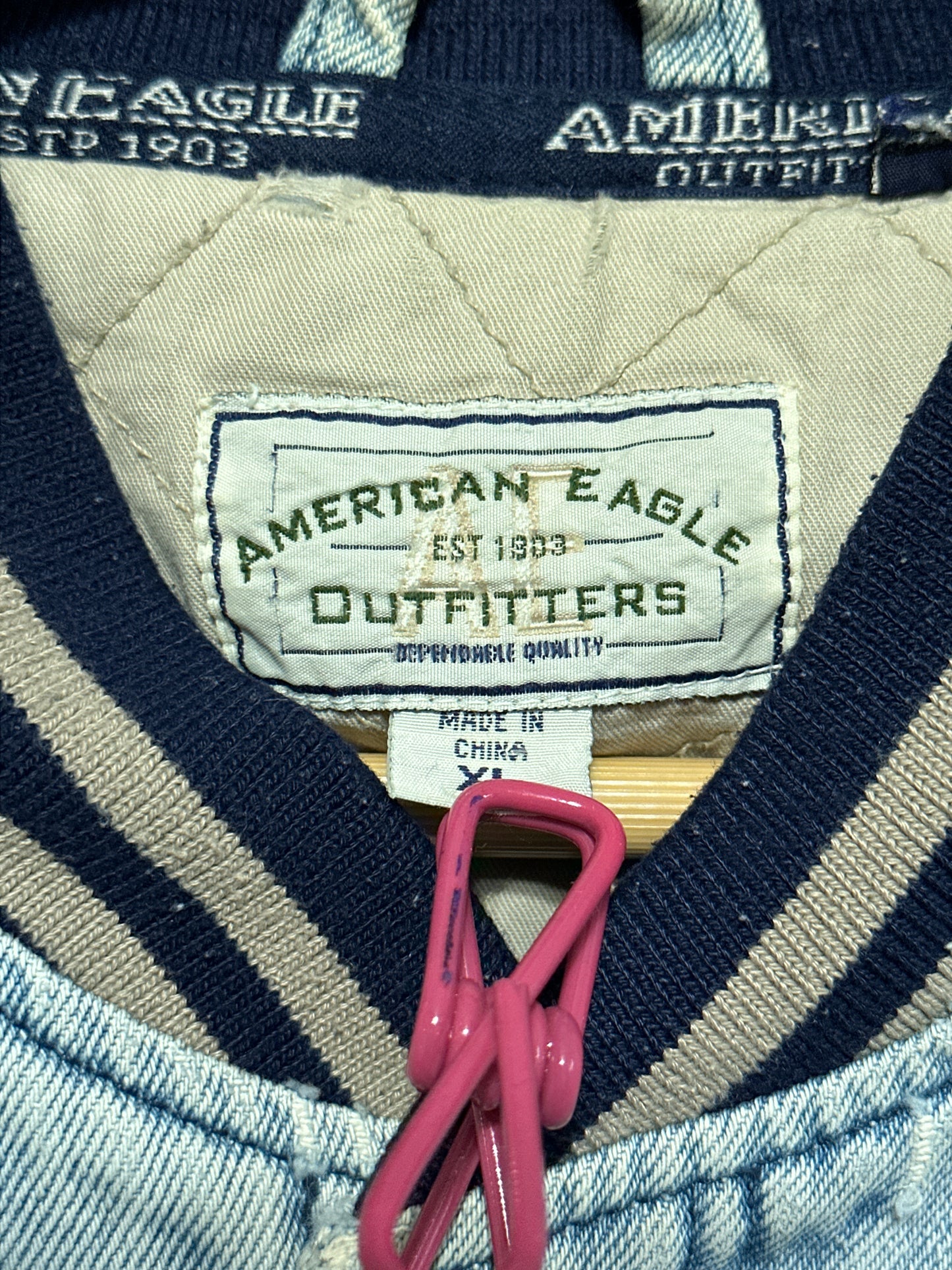 Vintage American Eagle Denim Varsity Jacket XL