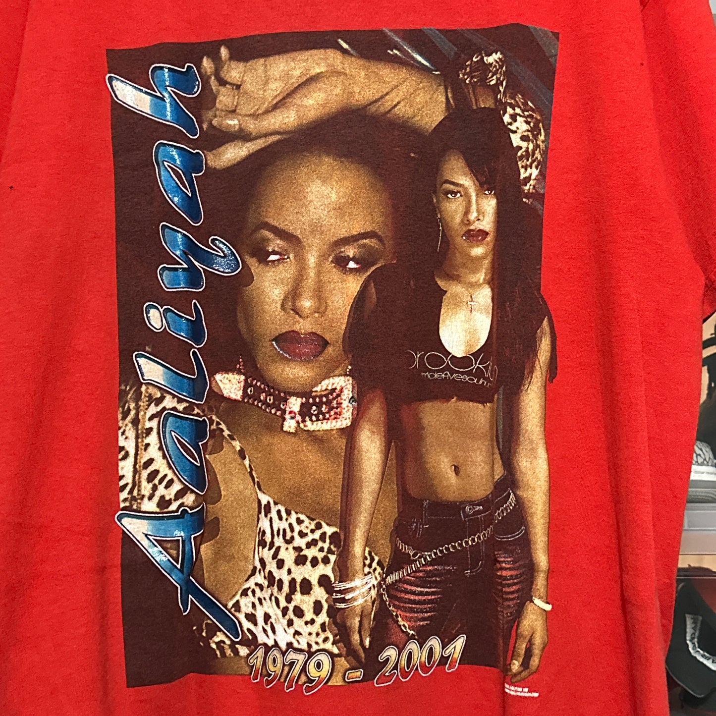 Vintage Y2K Aaliyah Memorial Rap Tee Large