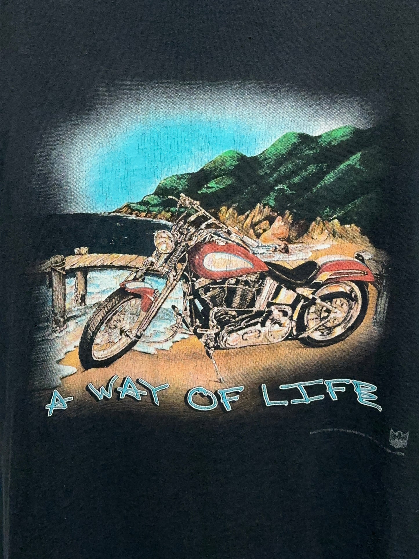 90's Vintage 3D Emblem A Way Of Life Motorcycle Tee XXL