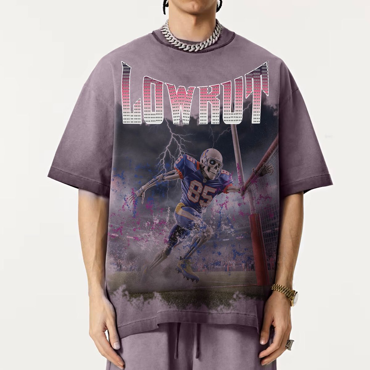LOWKUT HIGHER CRYSTAL RHINESTONE TEE MAUVE