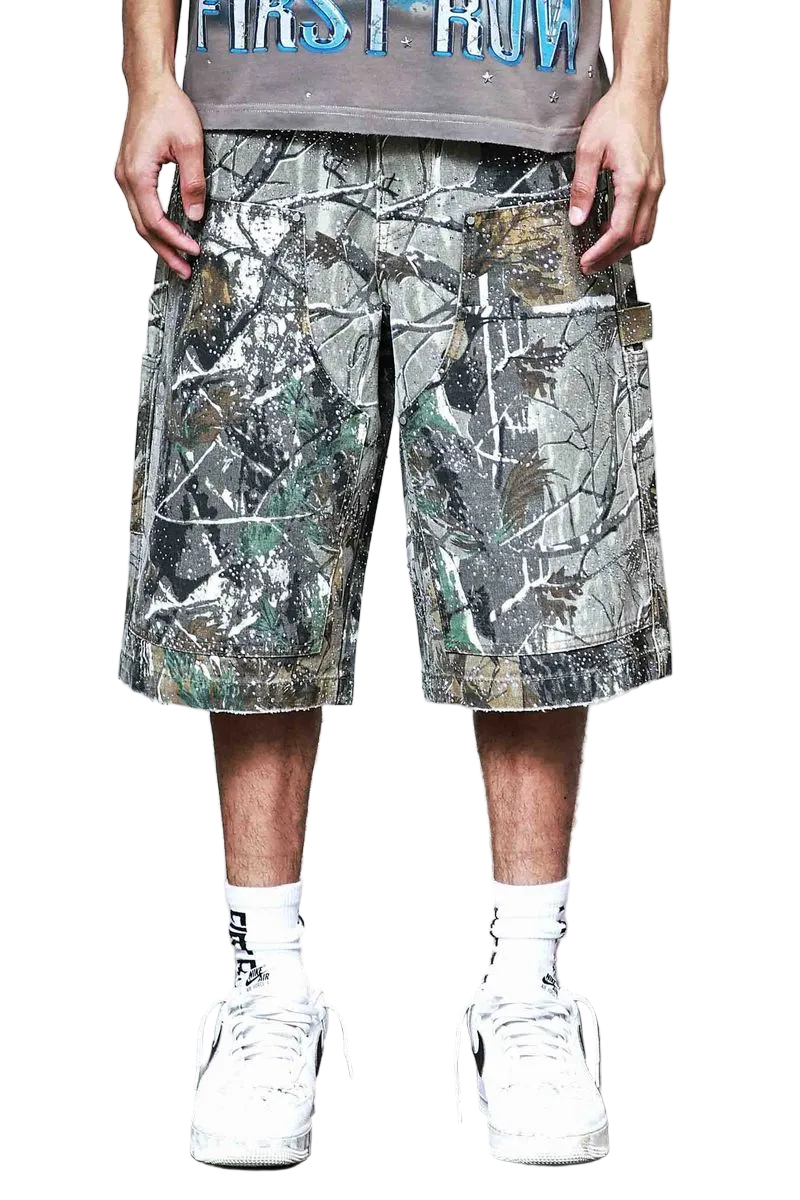 FIRST ROW RHINESTONE DENIM JORTS