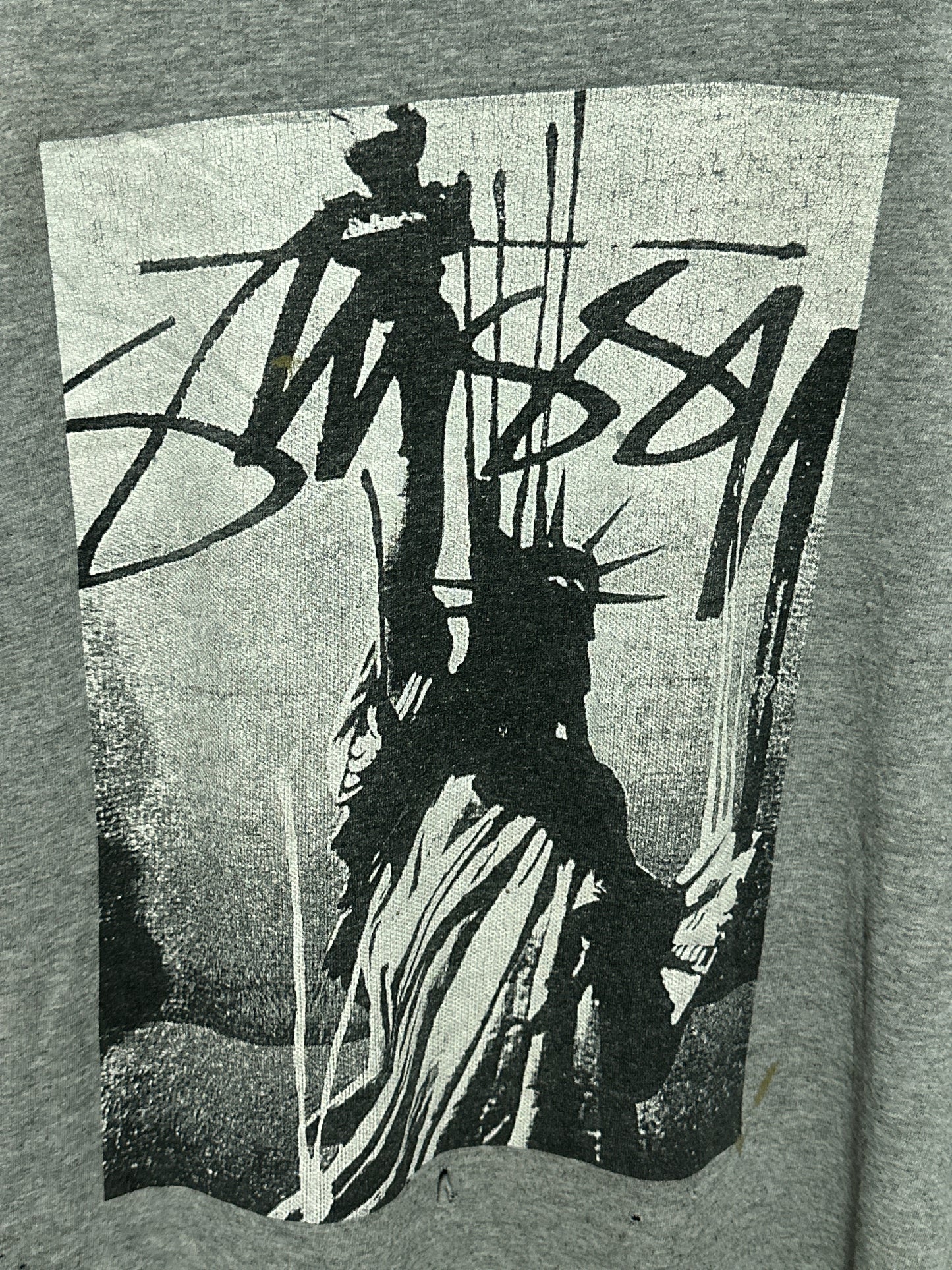 STUSSY Statue Of Liberty Distressed Skater Tee XL