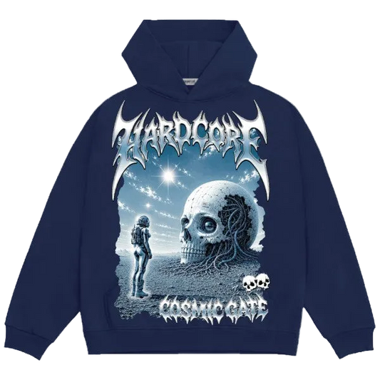 HARDCORE SKULL GRAPHIC HOODIE NAVY