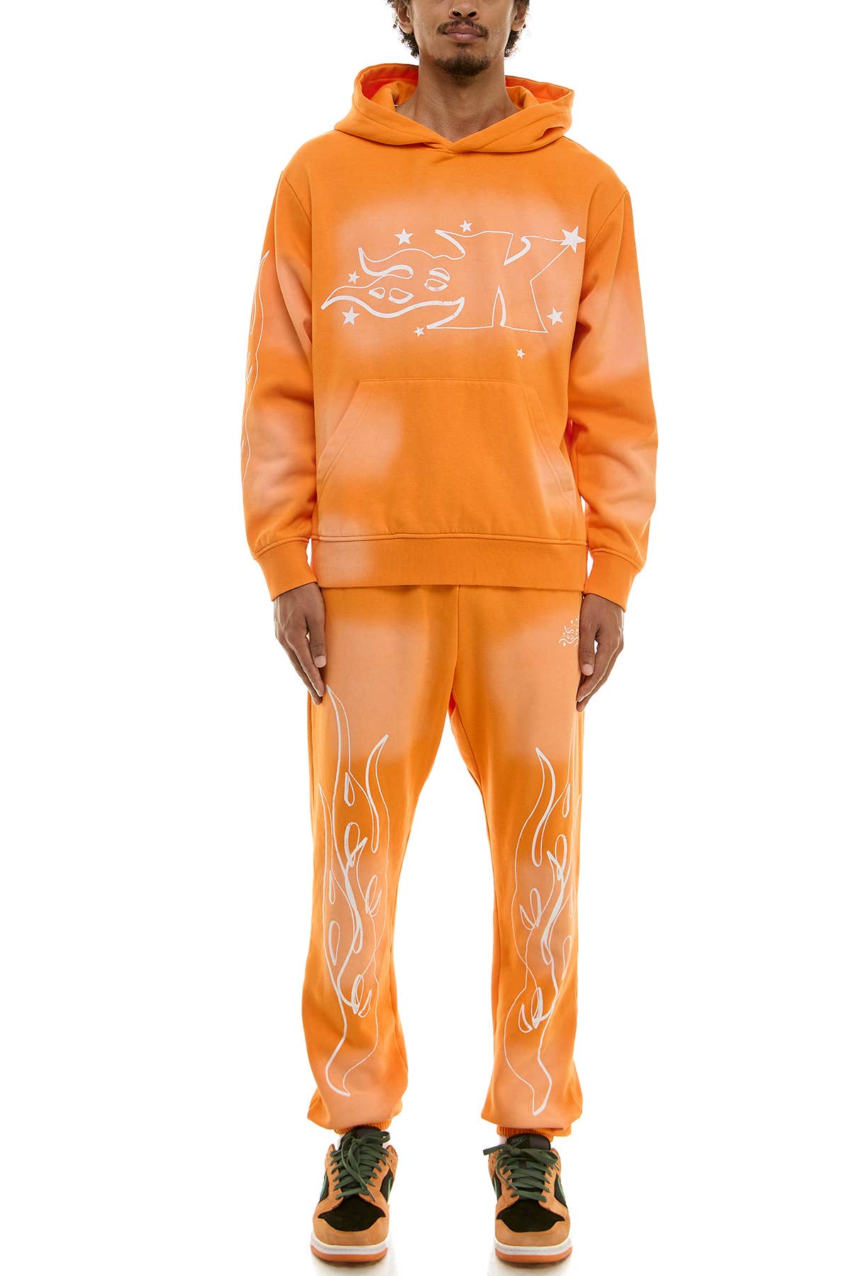 KDNK FLAME LOGO HOODIE AND JOGGER SWEATPANTS SET