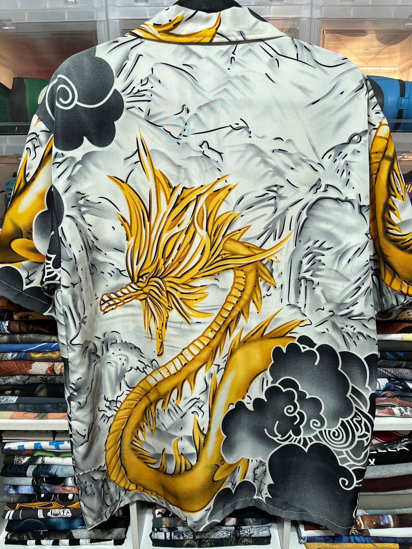 Y2K Dragon All Over Print Button Up Shirt XL