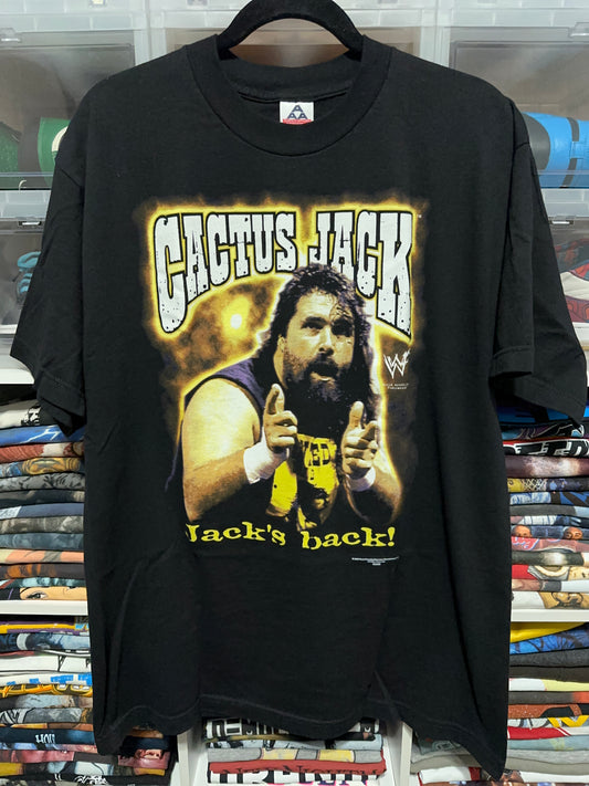 Vintage 90s WWF Cactus Jack Graphic Wrestling Tee Large