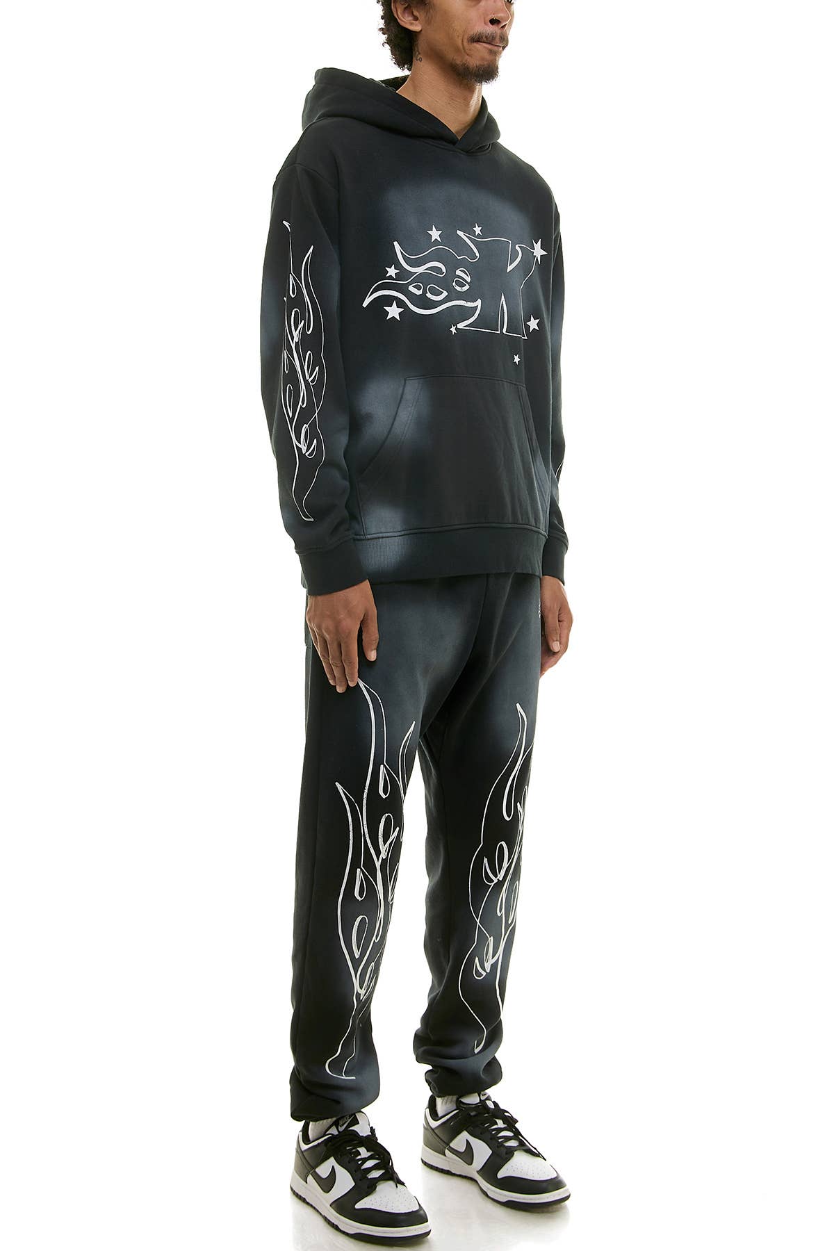 KDNK FLAME LOGO HOODIE AND JOGGER SWEATPANTS SET