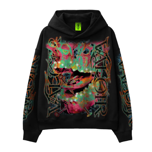 VALOIR MADE SCREW MOUTH RHINESTONE HOODIE