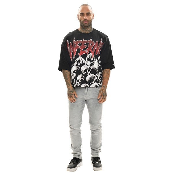 INFERNO RAW EDGE CROPPED GRAPHIC TEE