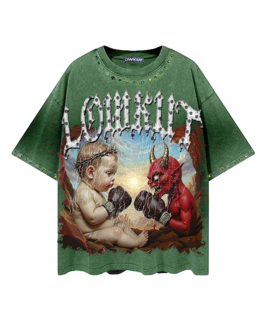 LOWKUT DEVIL BABY CRYSTAL TEE HUNTER GREEN PREORDER
