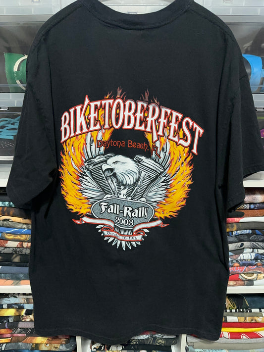 Y2K Daytona Biketoberfest Fall Rally Motorcycle Harley Tee Large