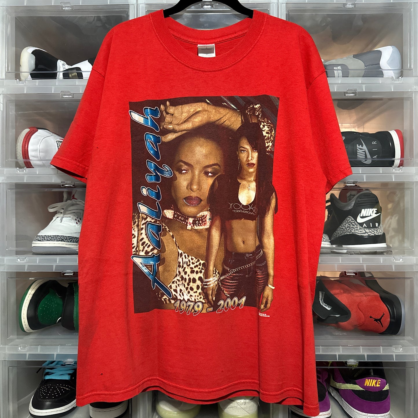 Vintage Y2K Aaliyah Memorial Rap Tee Large