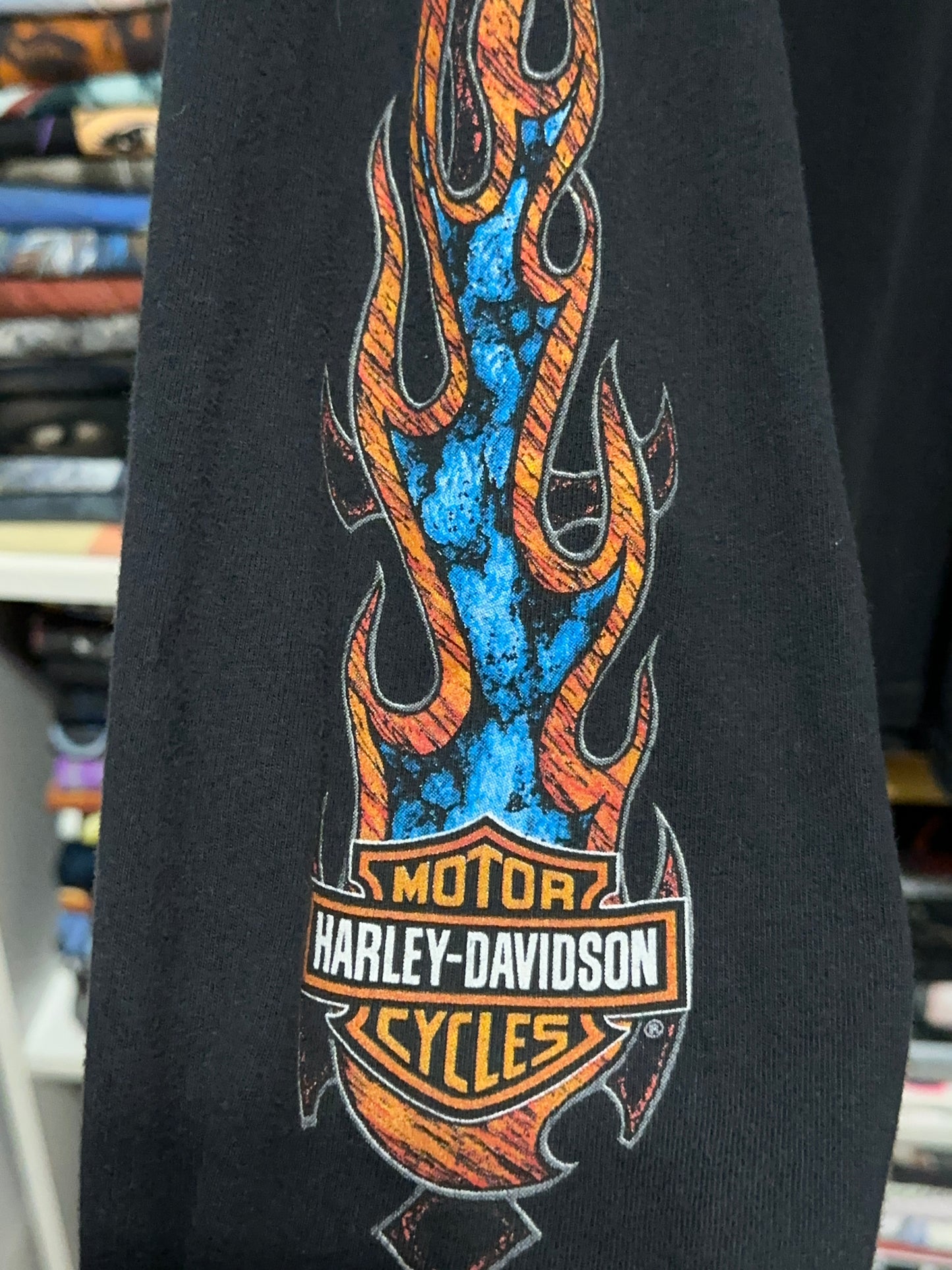 Harley Davidson Texas Flames Eagle Long Sleeve Tee Large