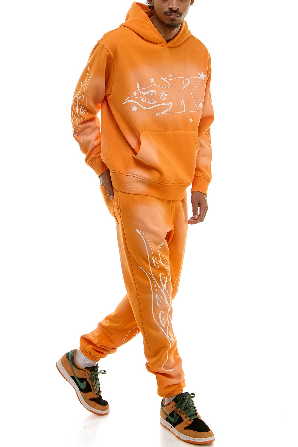 KDNK FLAME LOGO HOODIE AND JOGGER SWEATPANTS SET