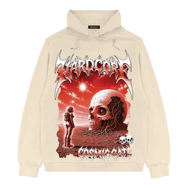 HARDCORE SKULL GRAPHIC HOODIE NATURAL