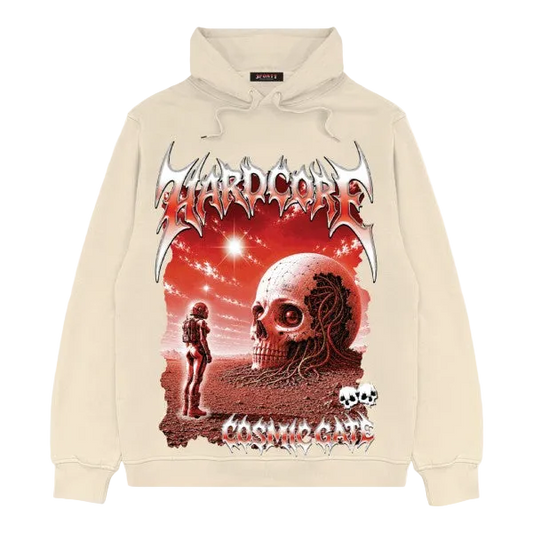 HARDCORE SKULL GRAPHIC HOODIE NATURAL