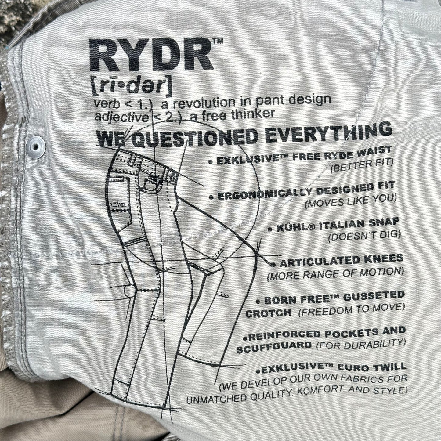 Kuhl Rydr Pants 34x32 Vintage Patina Dye Hiking Ryder Outdoors