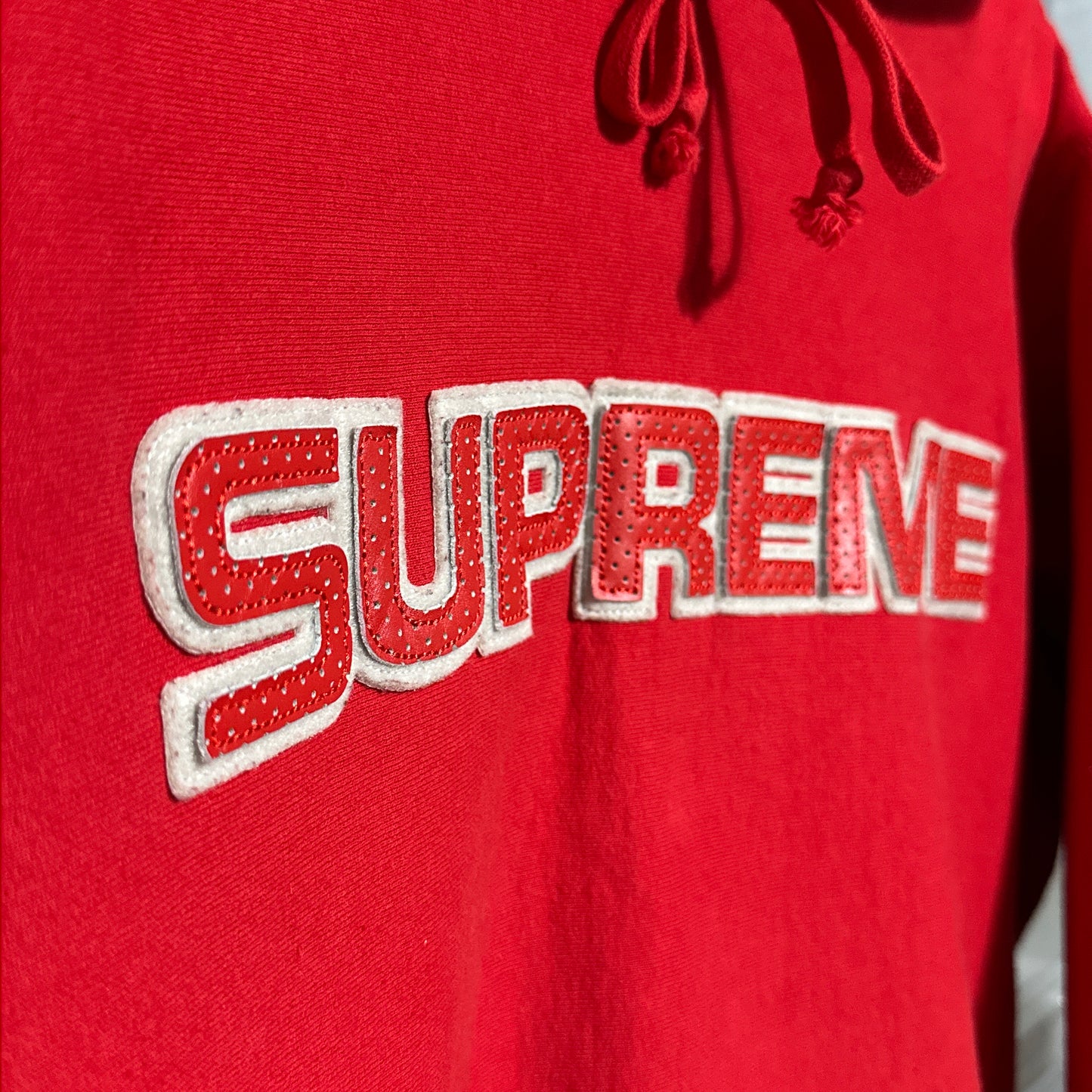 Supreme Perforated Leather Logo Hoodie FW18 Large