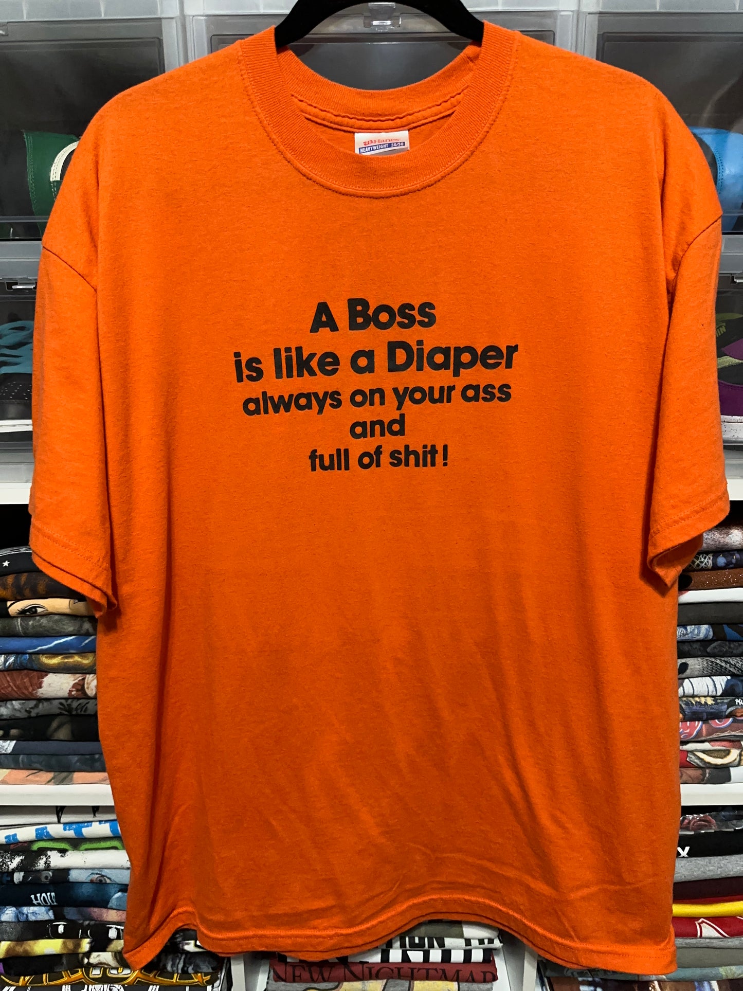 Y2K A Boss Is Like A Diaper Funny Humor Tee XL